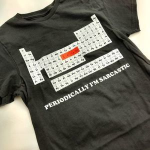 Periodic Table SArCaSm black t-shirt graphic tee Periodically I'm Sarcastic NWT